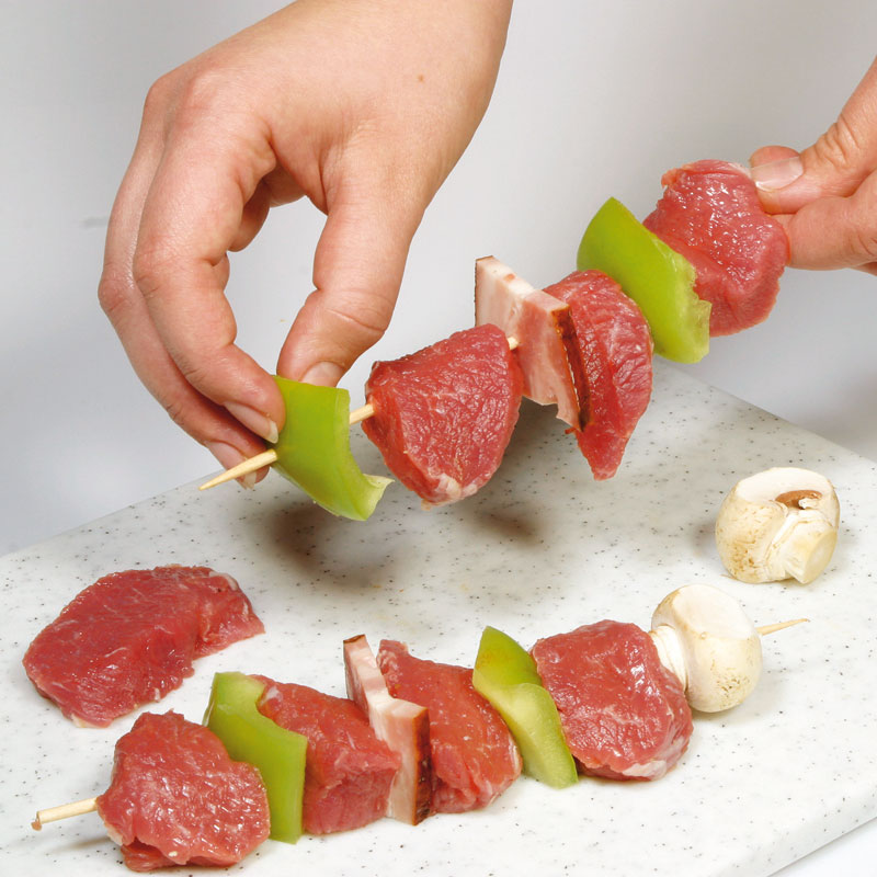 Lammspießchen mit Grammelpolenta: Wikimeat